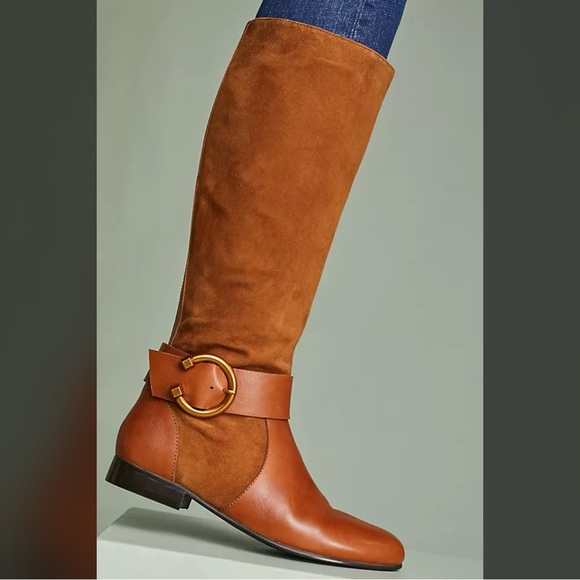 Anthropologie Shoes - Anthropologie Buckle Suede Leather Riding Boots